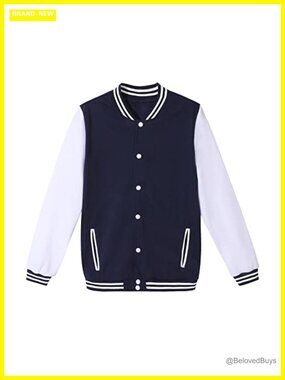 Unisex Varsity Baseball Jacket Loose Fit Lighweight Casual